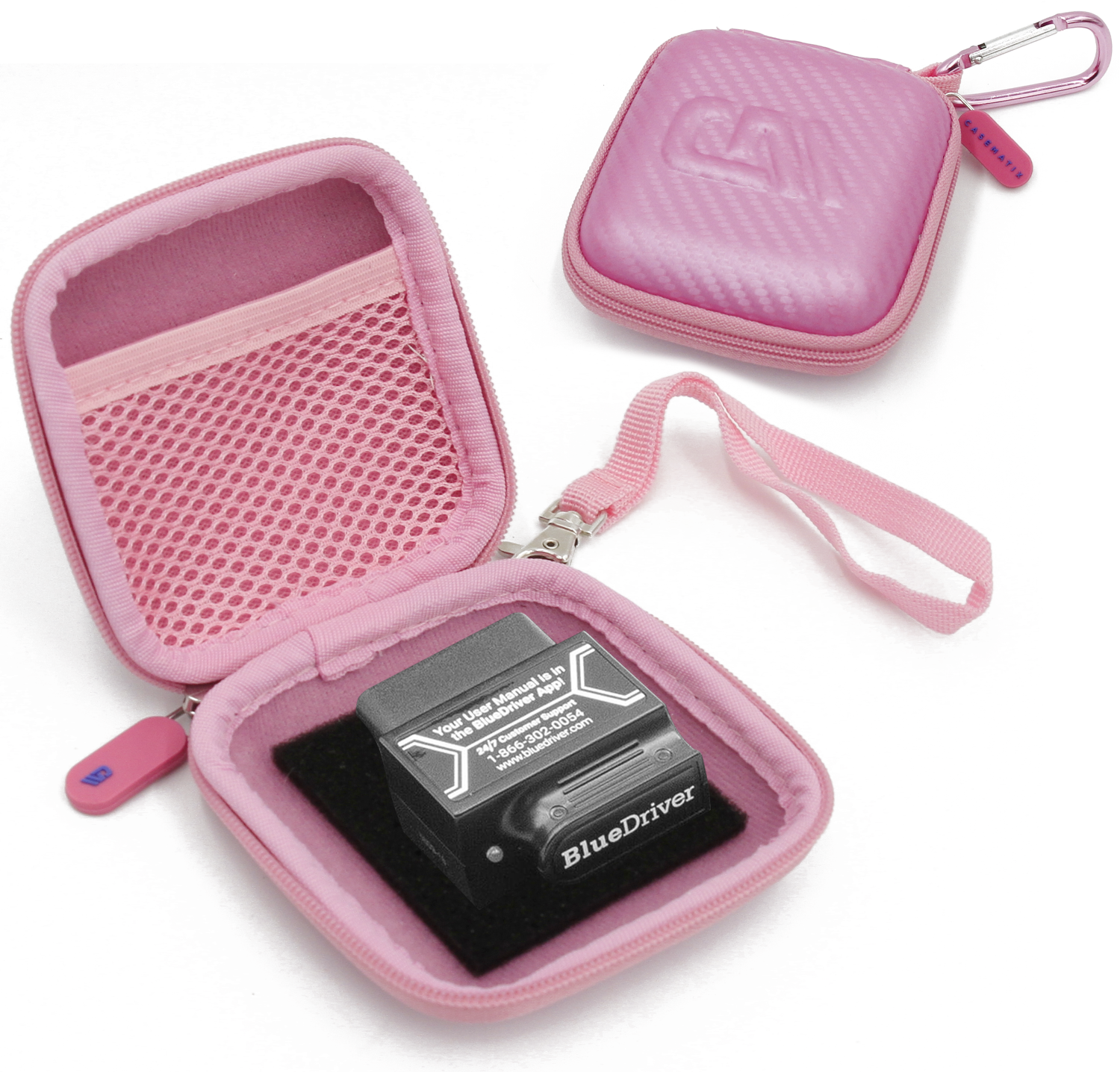 BlueDriver Professional OBD2 Scanner Case - CASEMATIX Mini Carrying Pouch for OBDII Scan Tool (Pink) - Perfect for Vehicle Diagnostics & On-the-Go Storage