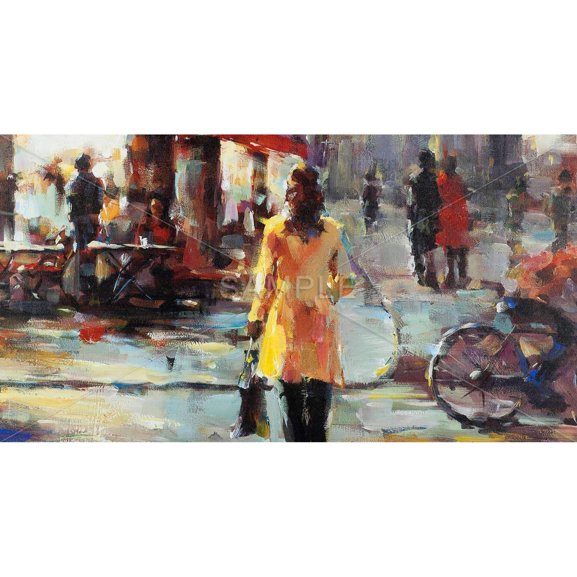 Begin Woman Walking in Paris - Premium Canvas Wall Art Print | French Inspired Home Decor for Living Room, Bedroom & Office