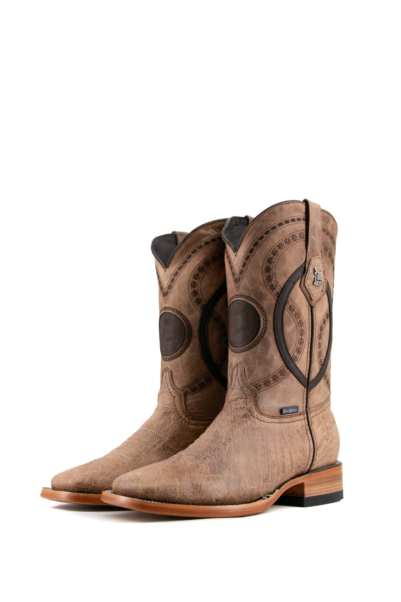 Premium Smooth Ostrich Leather Square Toe Cowboy Boots for Men - Western Style Riding Boots with Exotic Skin - Perfect for Rodeo, Country Music Festivals & Western Fashion