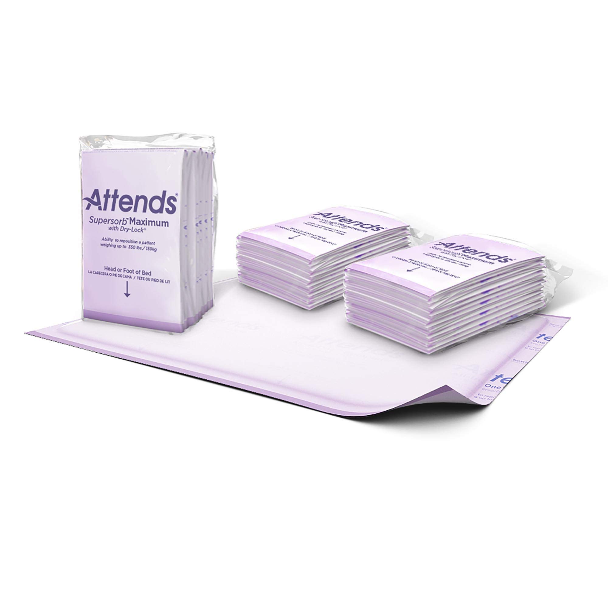 Attends Supersorb Maximum Absorbency Disposable Underpads for Incontinence - 30