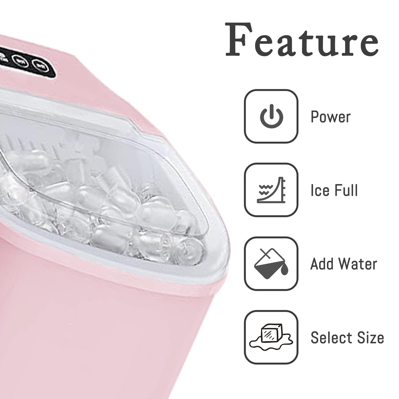 Portable Countertop Ice Maker Machine - Self-Cleaning, 26lbs/24Hrs, 2 Ice Sizes, Makes 9 Cubes in 6 Mins - Includes Scoop & Basket - Perfect for Home, Kitchen, Office, Bar, RV, Parties (Pink)