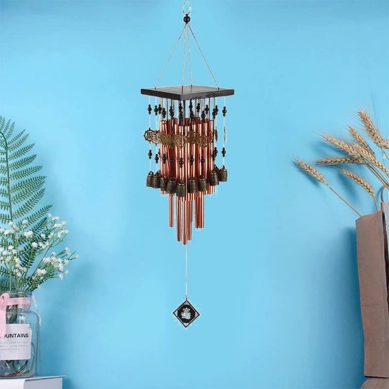 Premium Outdoor & Indoor Metal Tube Wind Chime with Copper Bells - Large Decorative Windchimes for Patio, Garden, Terrace - Perfect for Relaxation & Home Decor