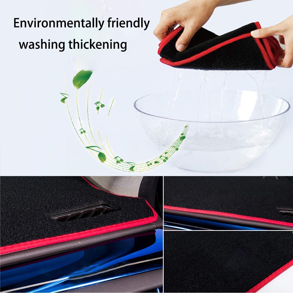 SureKit Custom Fit Dash Cover for Kia Soul 2014-2020 | UV Protection Dashboard Mat | Red Stitching | Perfect for Sun Protection & Interior Preservation