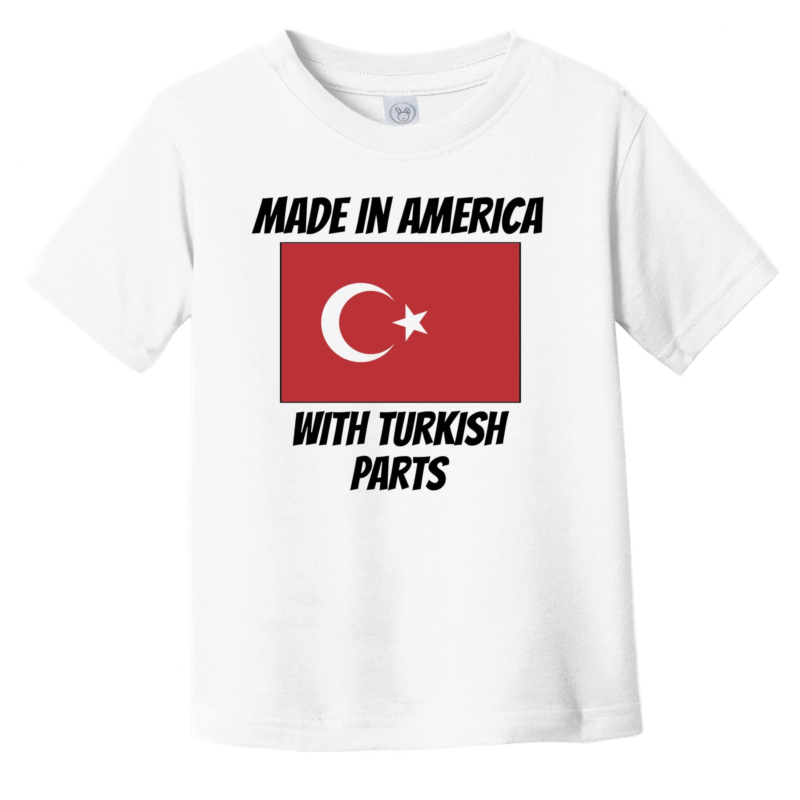 Patriotic Turkey Flag Funny Infant Toddler T-Shirt - American Made with Turkish Fabric - Perfect for Thanksgiving, Independence Day & National Pride Celebrations