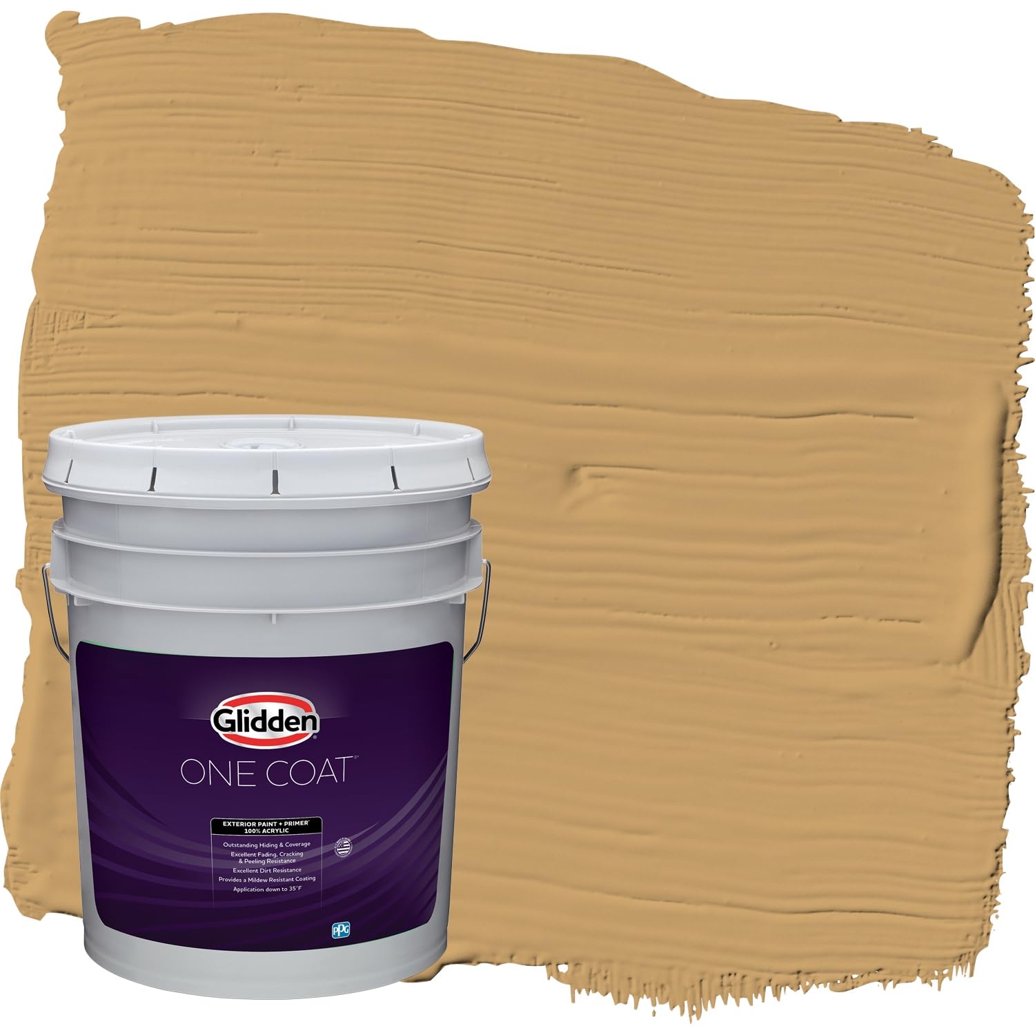 Glidden Exterior Paint and Primer in One - Brown Good Life, Flat Finish, 5-Gallon Bucket | One-Coat Coverage for Houses, Fences & Outdoor Projects