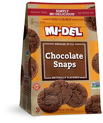 MI-Del Chocolate Snap Cookies - Non-GMO Certified, 0g Trans Fat, Gluten-Free Snack Pack (8 Count) - Perfect for Lunchboxes, Office Snacks & On-The-Go Treats