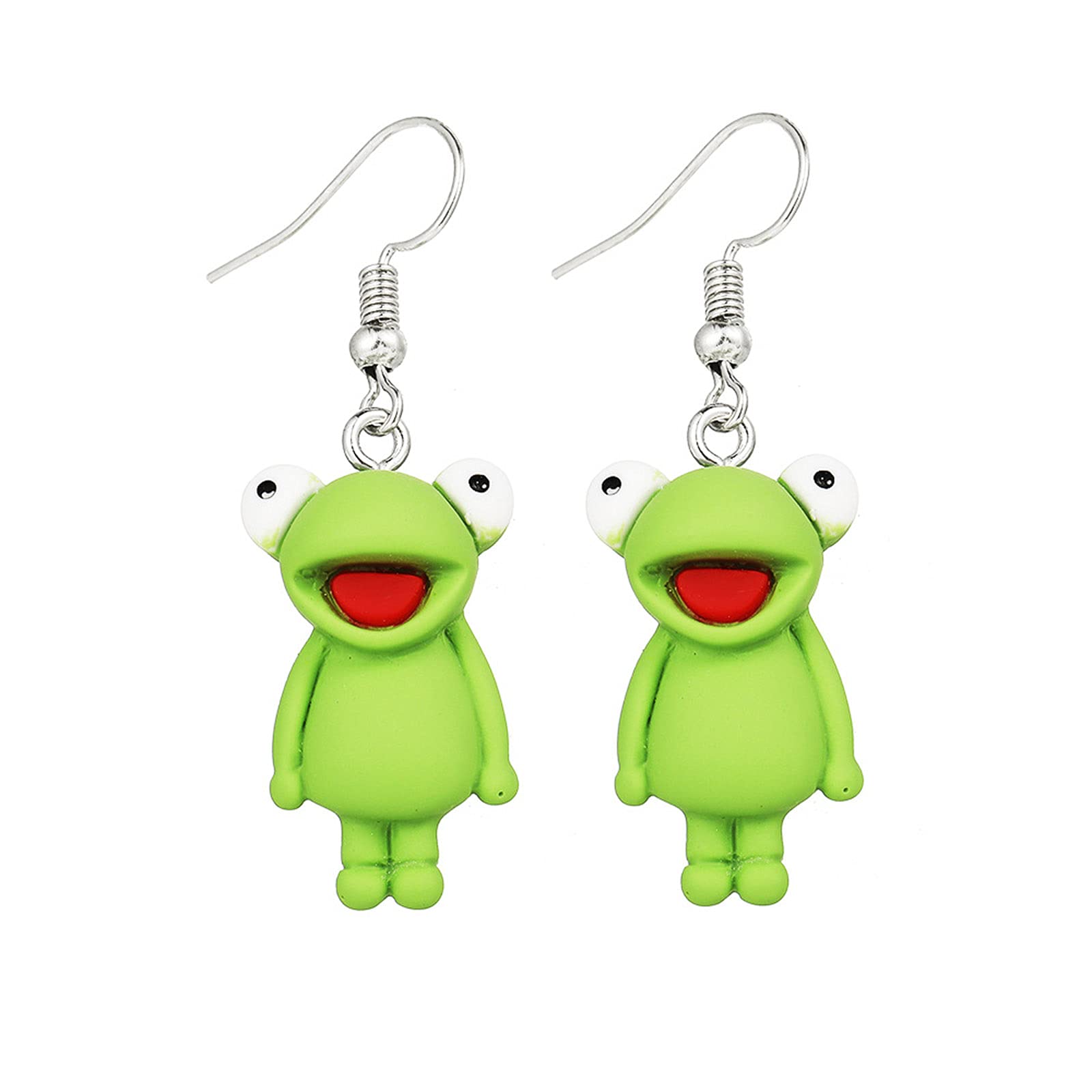 Stylish Green Frog Dangle Earrings for Women & Kids - Cute Drop Hook Earrings with Jackets - Perfect Gift for Birthdays & Parties