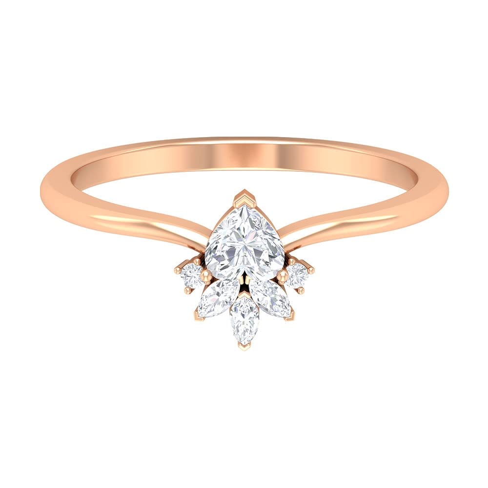 1/2 CT Certified Diamond Promise Ring for Women - 14K Solid Gold Minimalist April Birthstone Ring | Perfect for Anniversaries, Engagements & Special Occasions