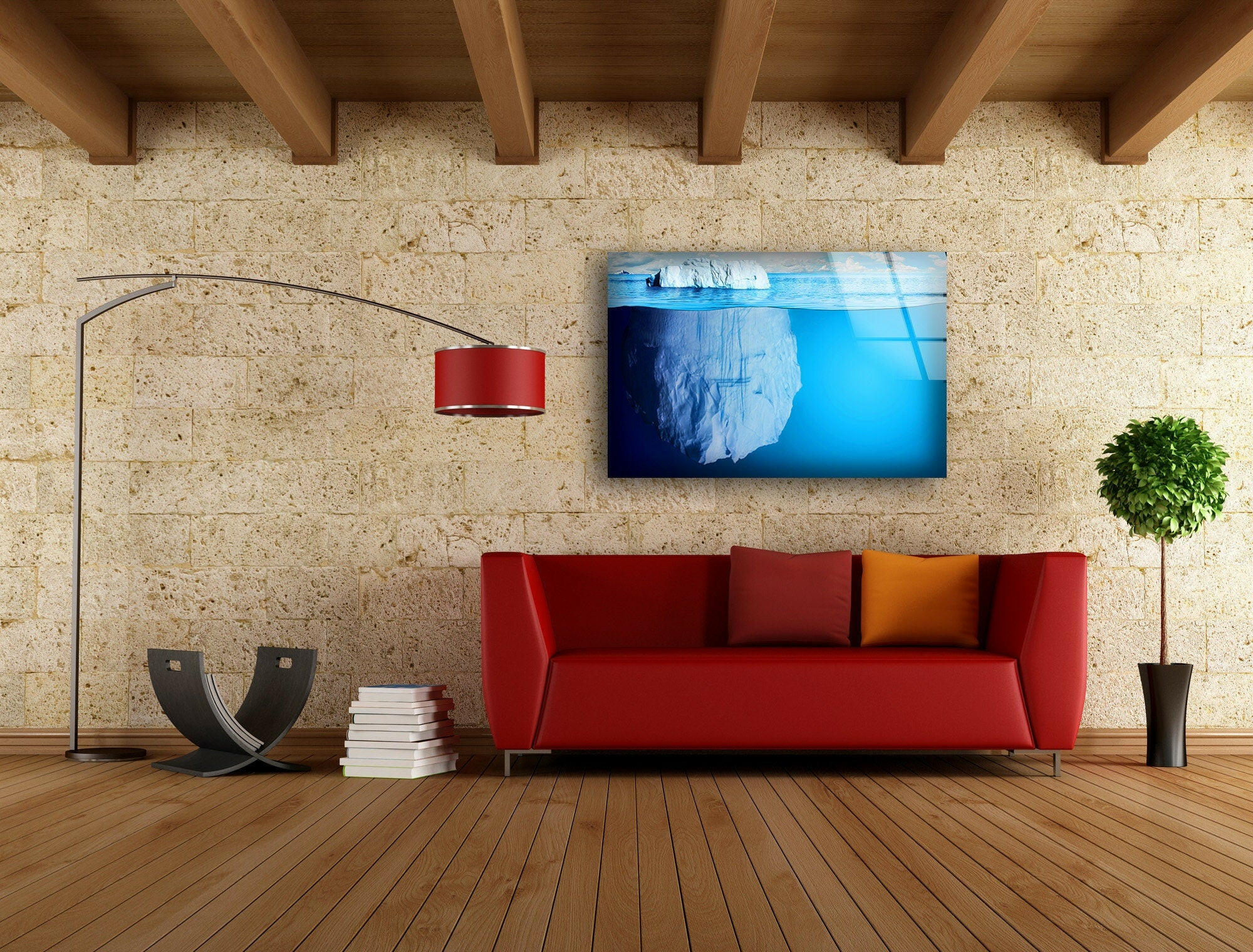 Antarctic Sea Iceberg Glass Wall Art - Stunning Handmade Ocean Decor for Living Room, Bedroom & Office - Perfect Modern Home Decor Gift