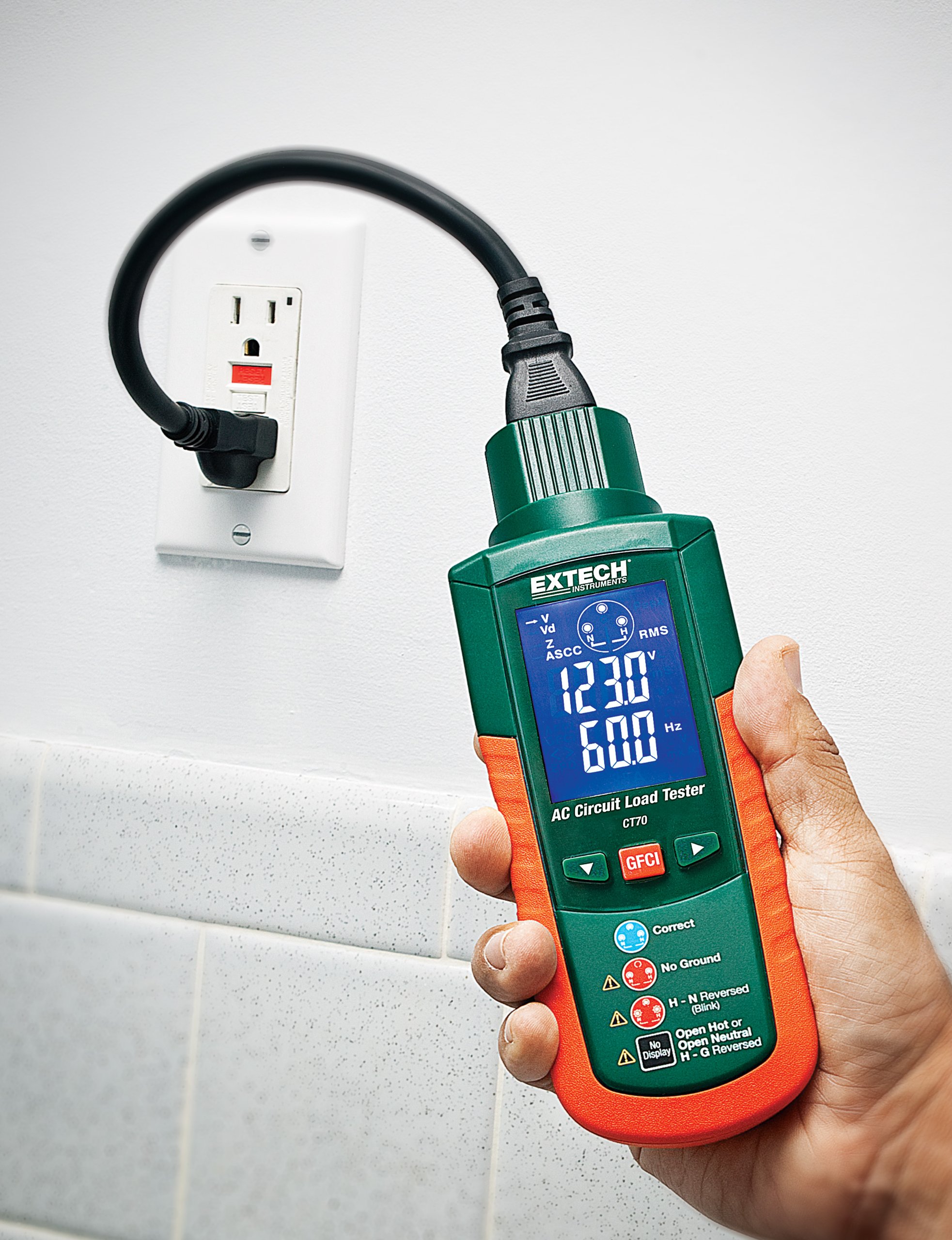 Extech CT70 AC Circuit Load Tester - Professional Electrical Testing Tool for HVAC, Motors & Appliances | Perfect for Electricians & Technicians