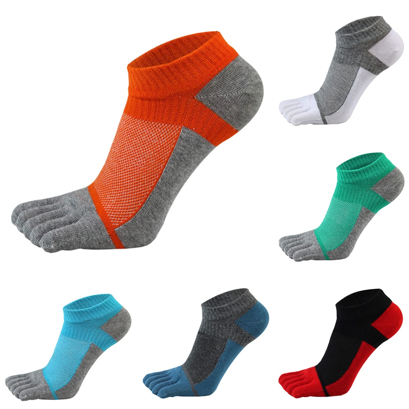 RUIVE Men's Breathable Five-Toe Sports Socks - Low Cut Athletic Socks for Running, Gym & Home - Lightweight Comfort Toe Socks (Gray, One Size) - Perfect for Workouts, Yoga & Casual Wear