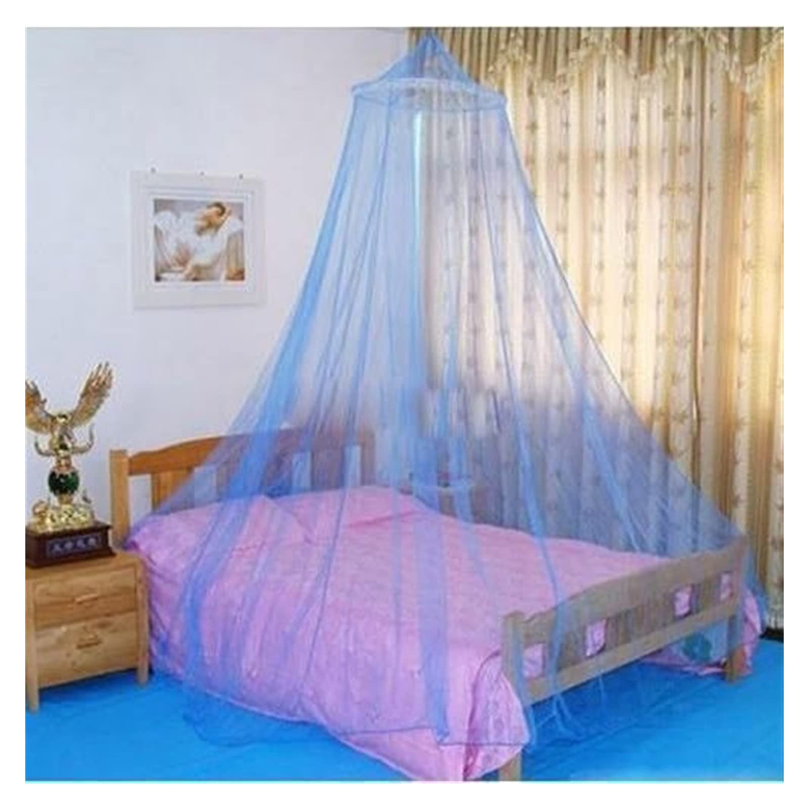 Elegant Lace Bed Canopy with Dome - Princess Round Mesh Bed Tent Curtain for Girls Room Decor (Blue) | Perfect for Nursery, Wedding, Boho Bedroom & Photo Backdrop