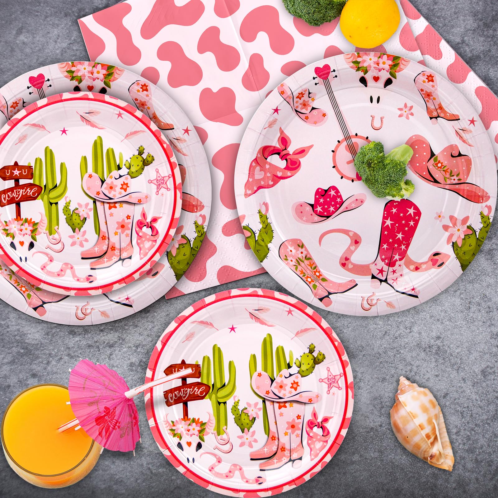 180PCS Pink Cowgirl Party Supplies Set - Western Themed Paper Plates, Napkins for 60 Guests | Perfect for Rodeo Birthday, Bachelorette Party & Cowgirl Decorations | Includes Dinner Plates, Dessert Plates & Napkins | Great for Themed Parties, BBQ Events & Western Celebrations