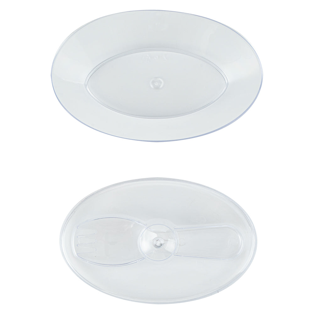 4 oz Clear Plastic Deli Containers with Lids & Sporks - 100 Pack (4.5