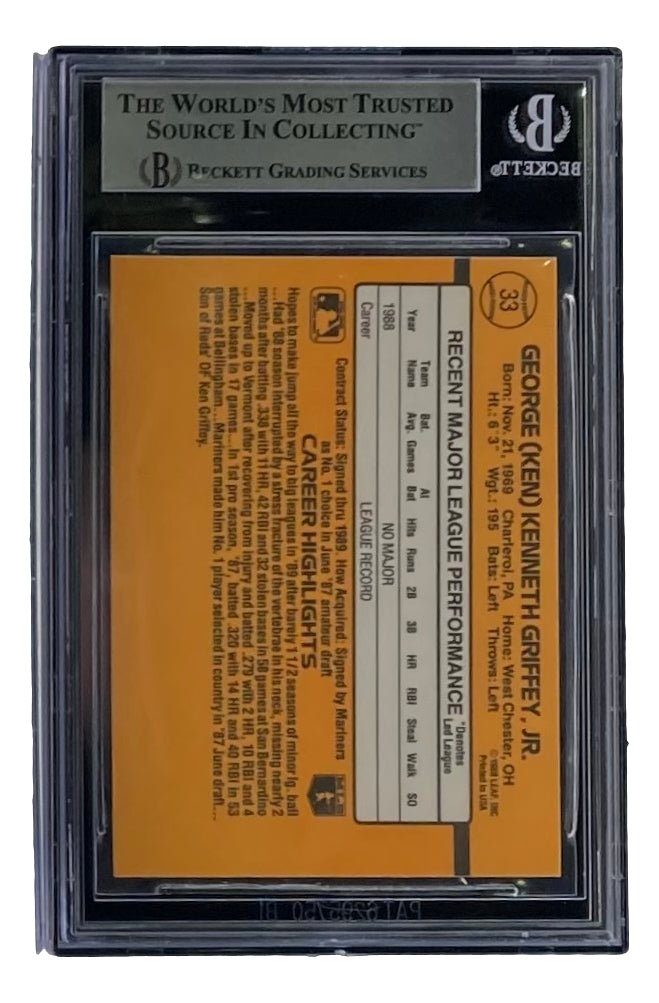 Ken Griffey Jr Autographed 1989 Donruss #33 Rookie Card - PSA Graded Seattle Mariners Baseball Memorabilia for Collectors & Sports Fans