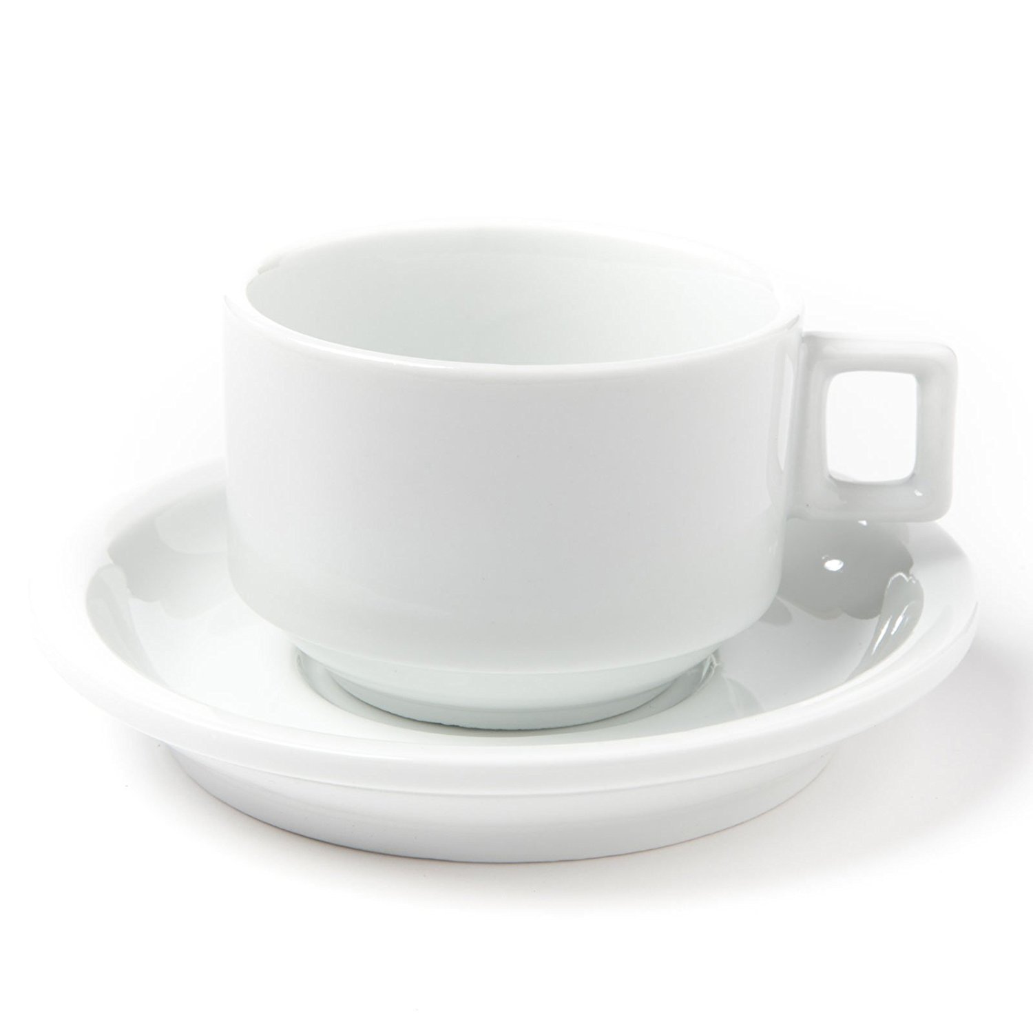 Premium Huji Fine Porcelain 3.2 oz Espresso Cups Set - Turkish Tea & Coffee Cups with Saucers, 8-Piece Drinkware Gift Set for Home, Cafe & Restaurant Use