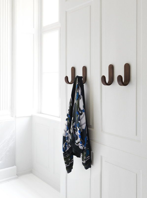 NORMANN COPENHAGEN Walnut Wood Wall Hook - Modern Scandinavian Curve Hooks for Coats, Hats & Bags - Perfect for Entryway, Bedroom & Bathroom Organization