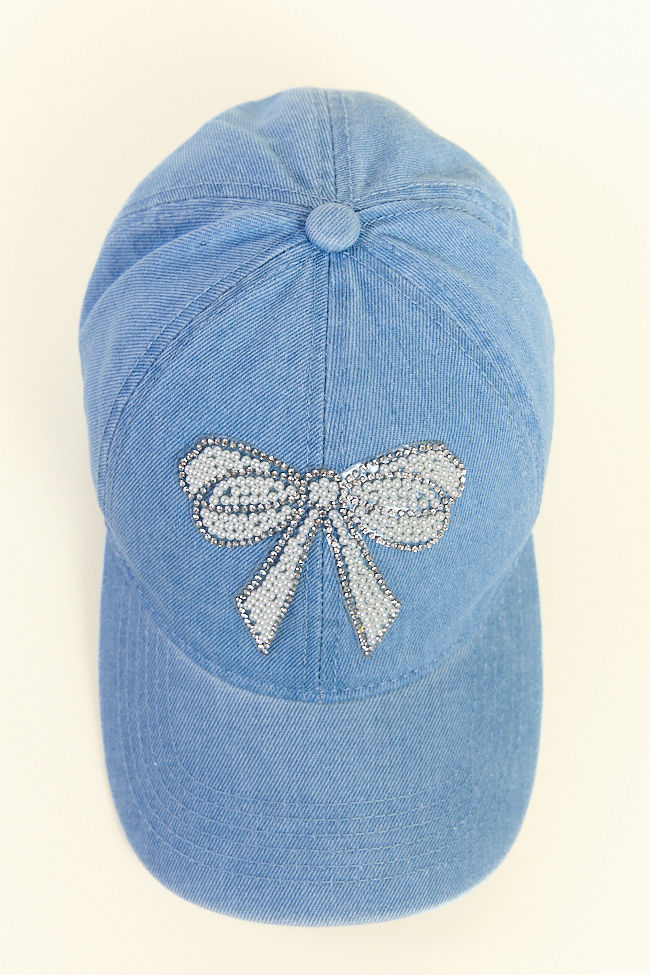 Denim Pearl Bow Hat for Women - Stylish & Elegant Headwear for Outdoor, Parties & Fashion Accessories