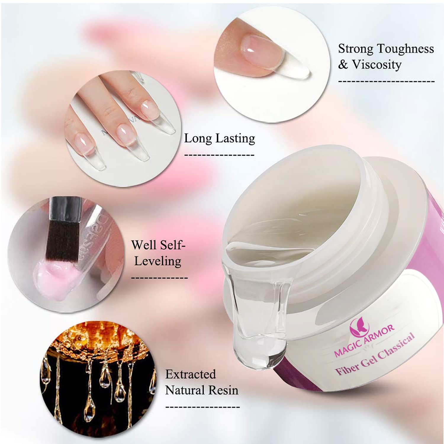 Builder Nail Gels - 56g Clear Nail Strengthening Gel for Professional Manicures | Nail Art Kit with Gel Polish, Nail Forms & Brush | Perfect for Salon, Home DIY & Nail Extensions