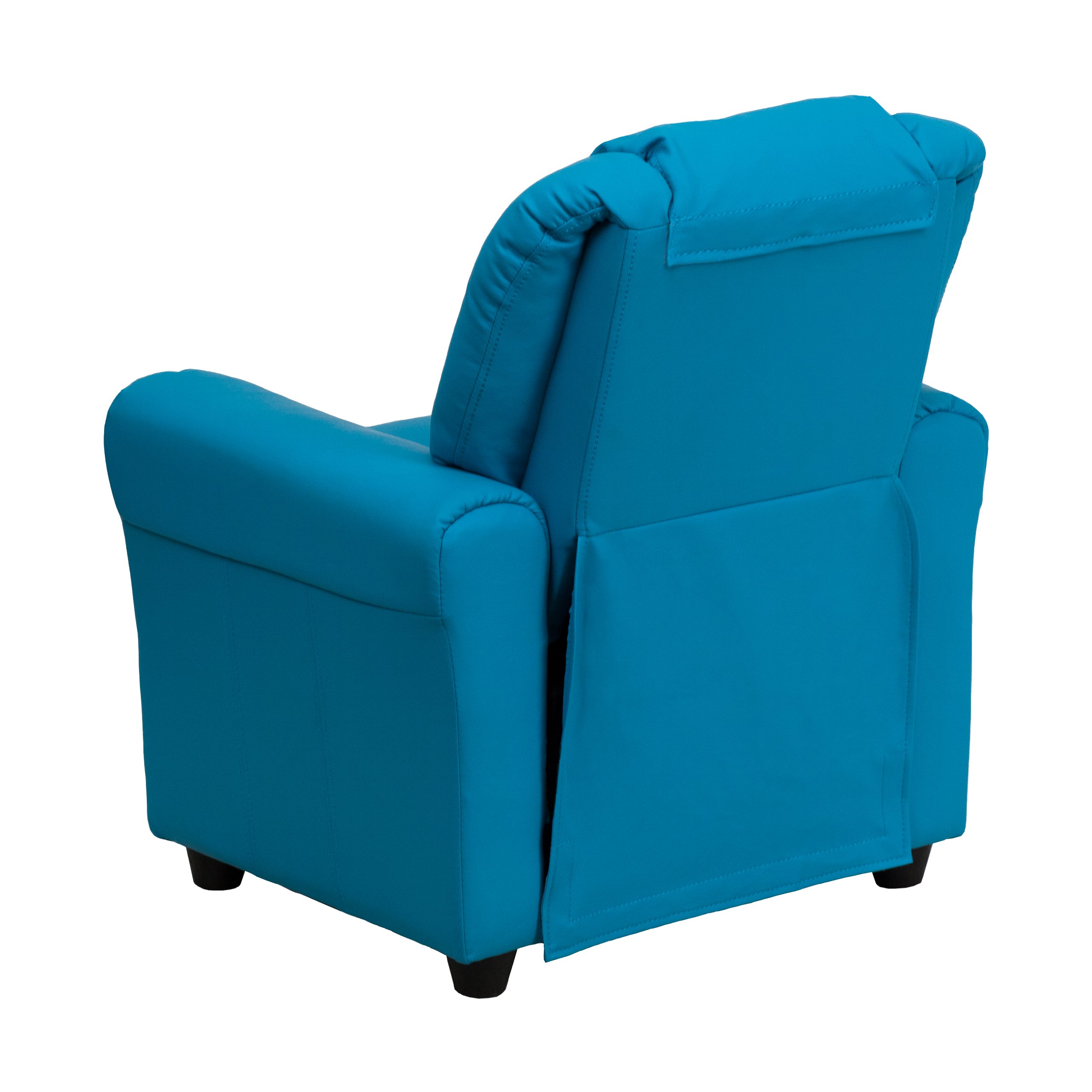 Turquoise Vinyl Kids Recliner Chair with Cup Holder & Headrest - Comfortable Lounge Chair for Boys & Girls - Perfect for Bedroom, Playroom, or Movie Night