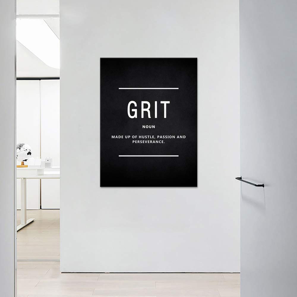Modern Inspirational Wall Art - Motivational Canvas Prints with Wooden Frame, Grit Noun Quotes for Office & Home Decor - Perfect for Living Room, Bedroom, or Workspace - Easy to Hang (18”W x 24”H) - Ideal for Boosting Productivity & Creating Positive Vibes
