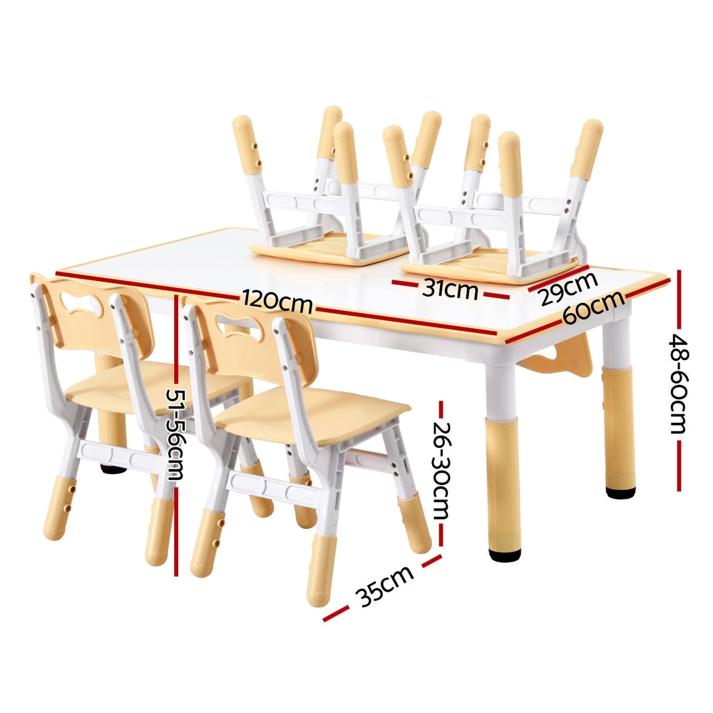 Keezi Kids Table and 4 Chairs Set - Graffiti Design Children's Furniture for Playroom, Classroom & Home - Durable & Safe Toddler Activity Table with Chairs for Arts, Crafts & Learning