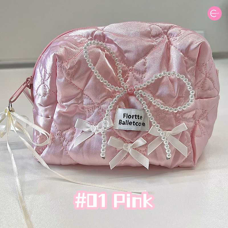FLORTTE Little Bow Series Makeup Bag - Cute Cosmetic Pouch for Travel, Gym & Daily Essentials | Perfect for Women & Girls