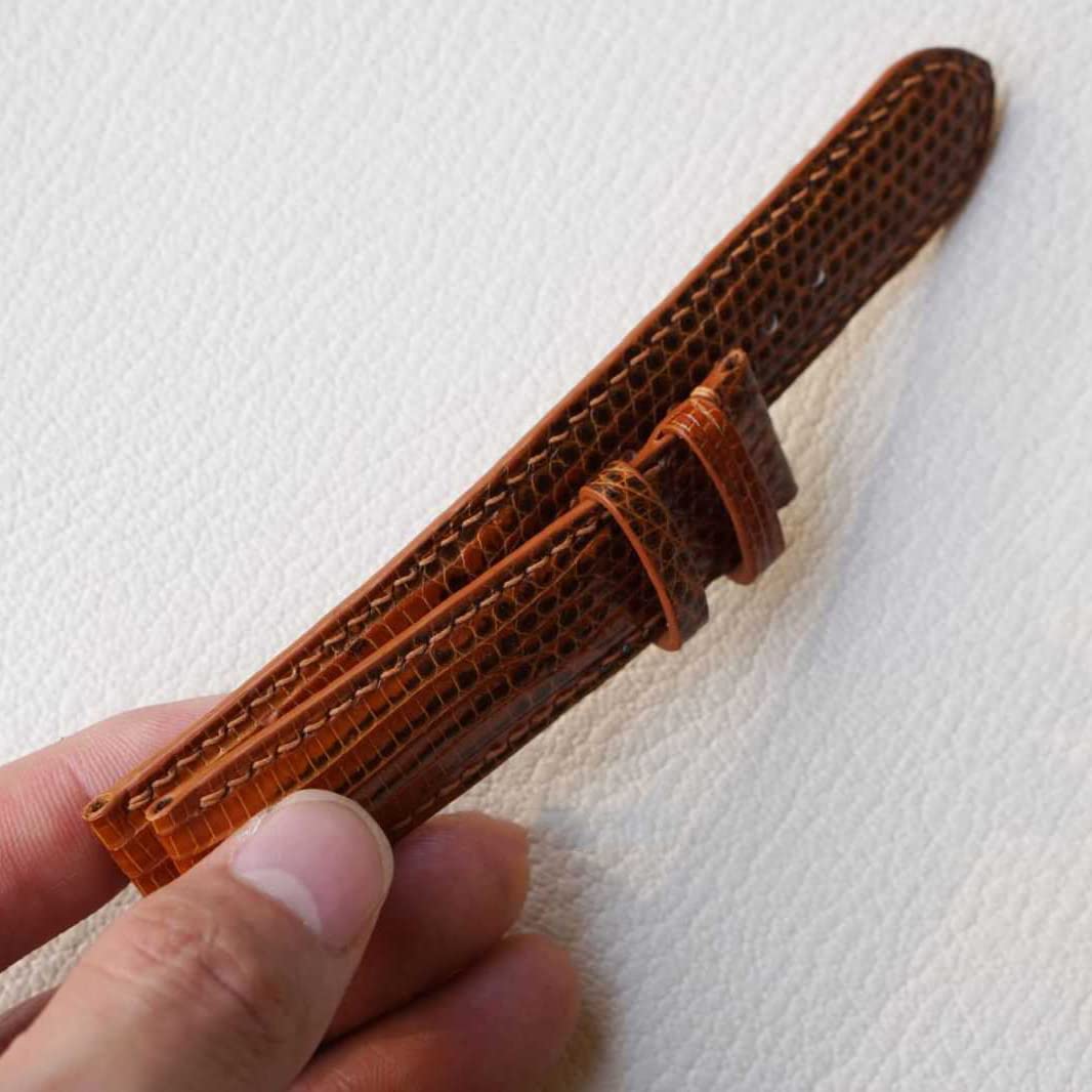 Handmade Terracotta Lizard Leather Watch Band with Steel Folding Clasp - 19mm Orange Watch Strap for Men & Women | Perfect for Casual, Business & Outdoor Activities