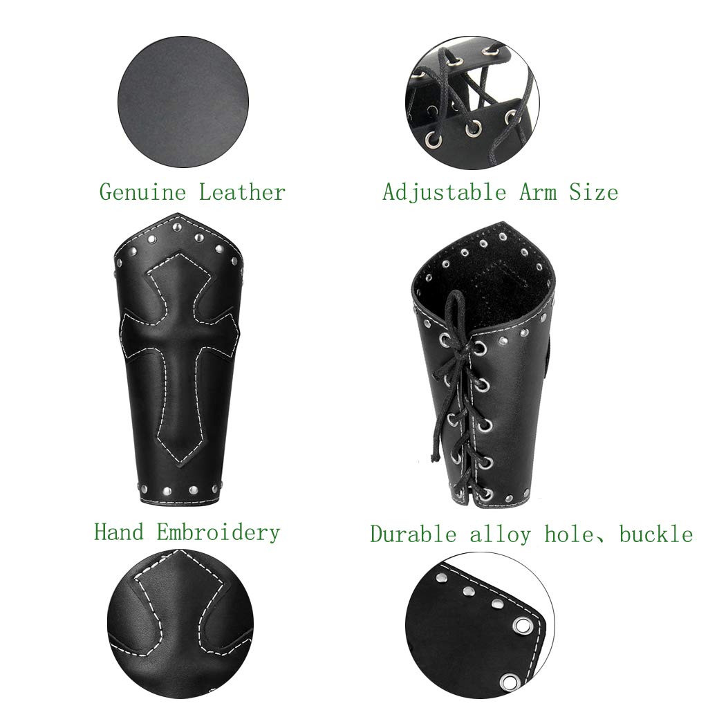 JAOYU Men's Leather Bracers - Medieval Arm Armor Cuffs & Viking Gauntlets for Cosplay, LARP, Renaissance Fairs - Perfect for Costume Accessories, Role Playing & Historical Reenactments