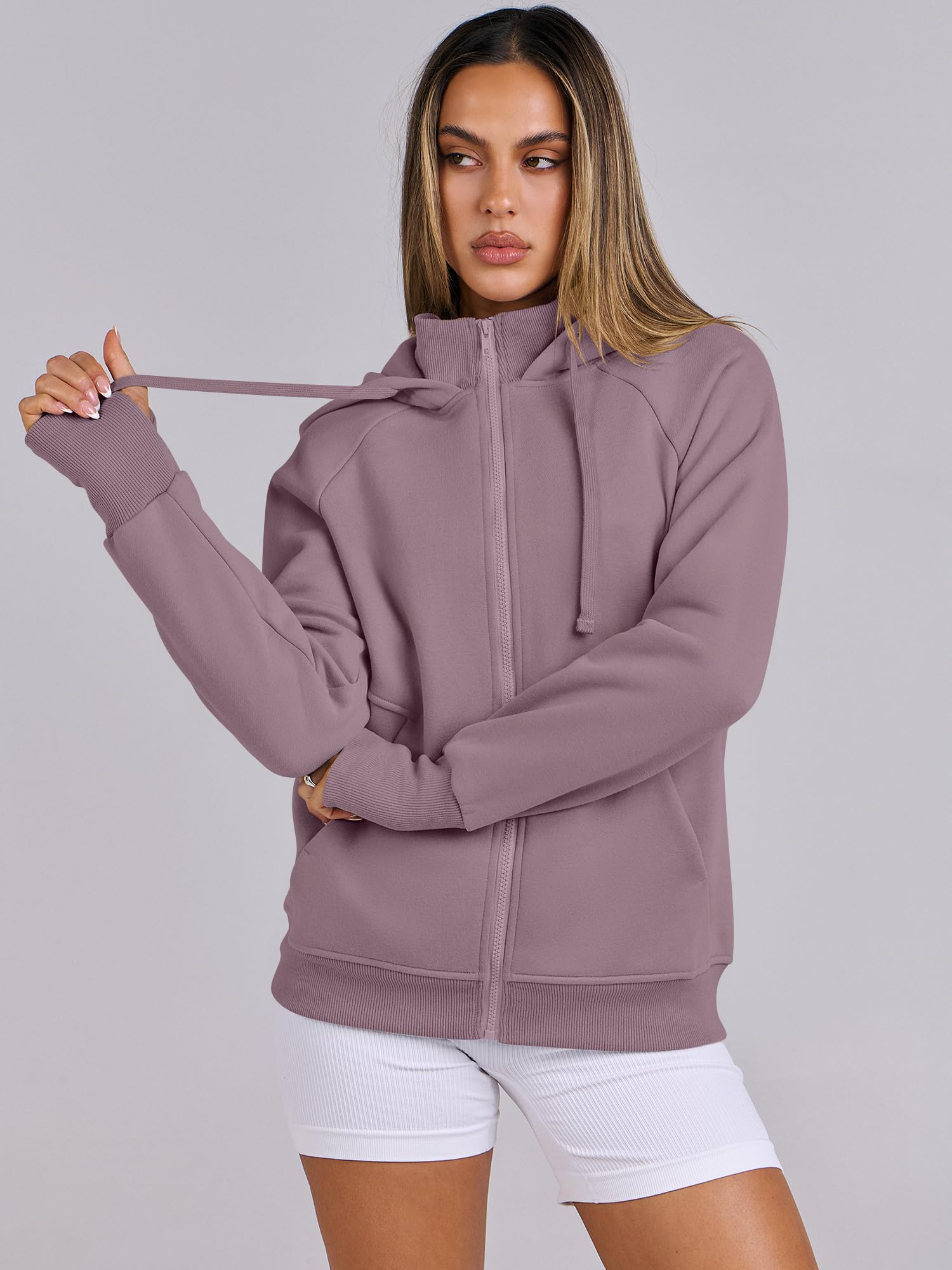 ANRABESS Women's Fleece Zip Up Hoodie with Pockets - Long Sleeve Casual Sweatshirt for Fall Fashion | Y2K Preppy Outfits | Perfect for College, Streetwear & Cozy Loungewear