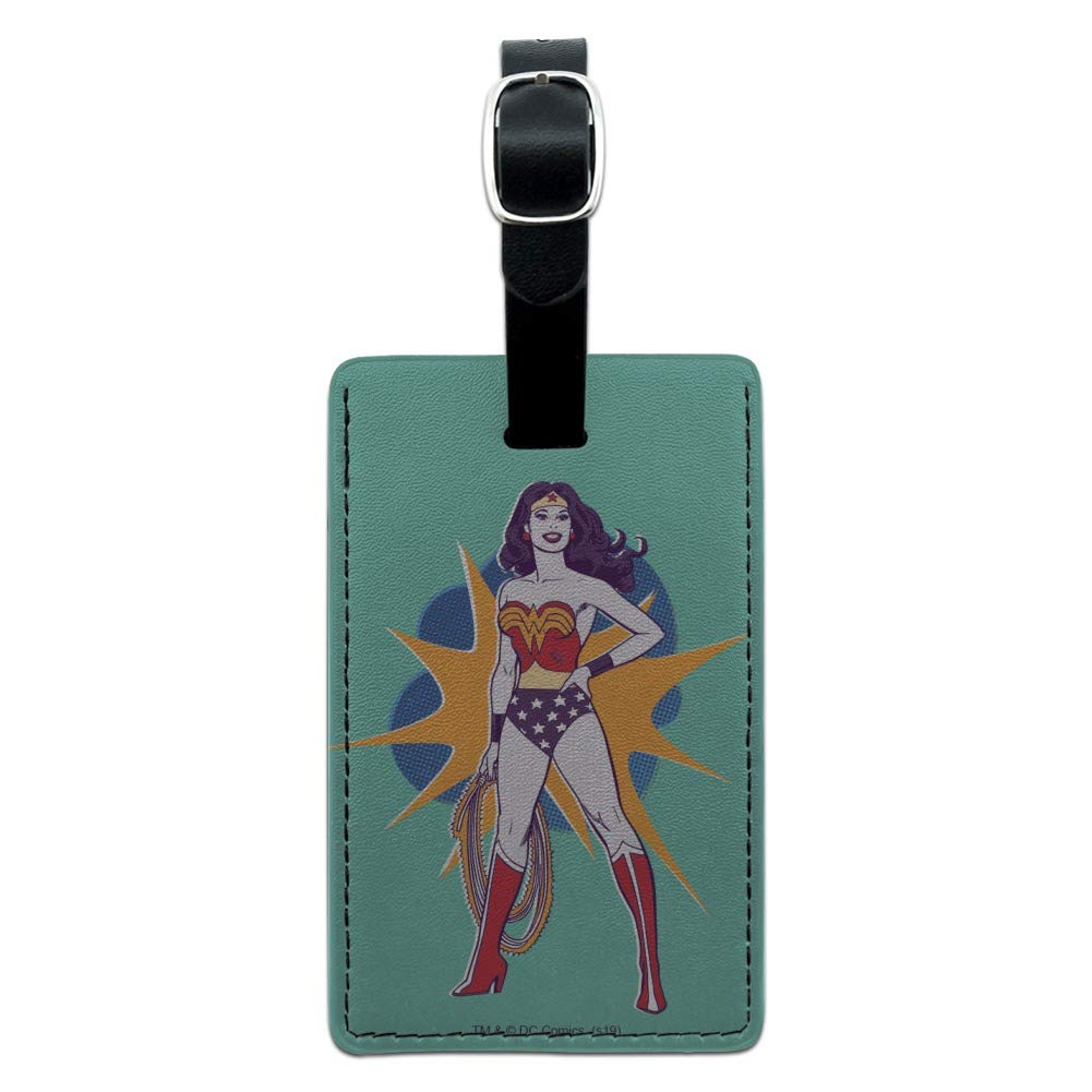 Vintage Wonder Woman Leather Luggage Tag - Rectangle Carry-On ID Tag for Women - Perfect for Suitcases, Backpacks & Travel Bags