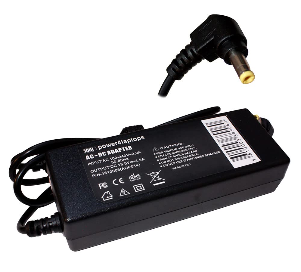 Power4Laptops 90W AC Adapter Charger for HP Pavilion ZE5497LA Laptop - Universal Power Supply Cord for Home, Office & Travel Use