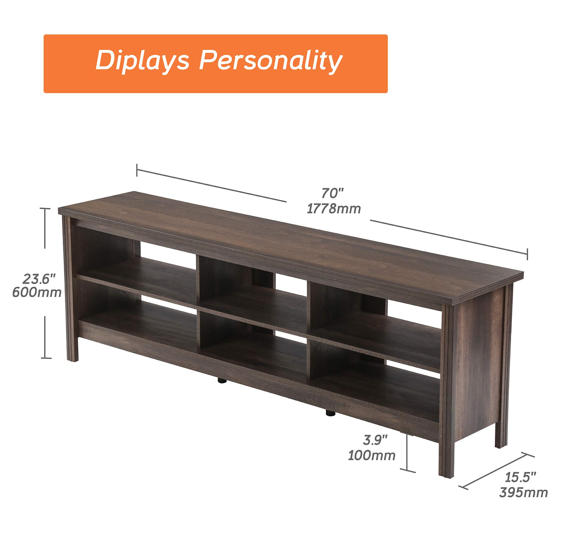 WAMPAT 75 Inch TV Stand with LED Lights - Espresso Entertainment Center Media Console with 6 Storage Shelves for 70-80 Inch TVs - Perfect for PS Gaming Setup in Living Room & Bedroom - Modern TV Cabinet for Home Theater & Family Entertainment