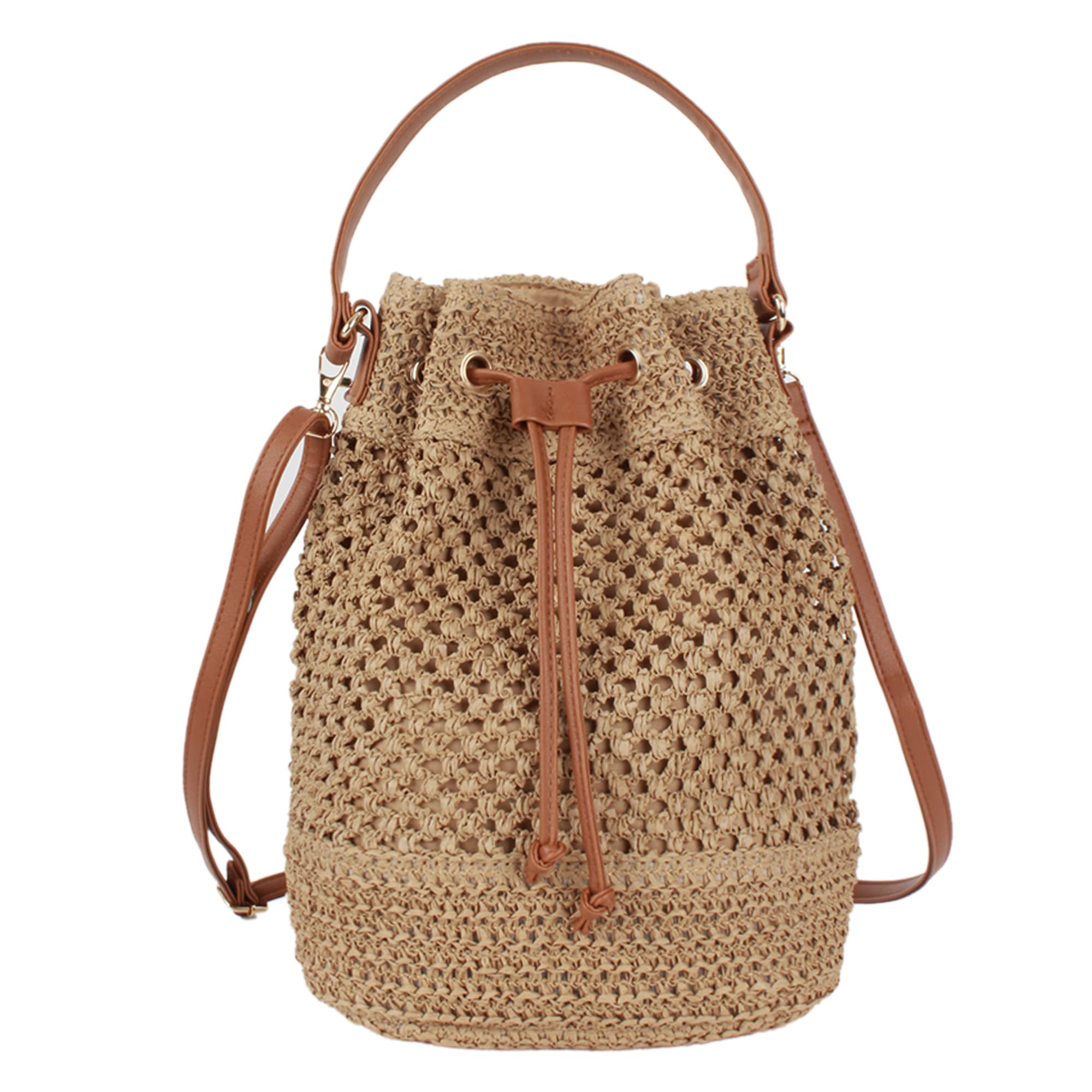 Van Caro Handwoven Cotton Straw Shoulder Bag - Crochet Tassel Bohemian Beach Purse for Women | Perfect for Summer Vacations, Beach Trips & Boho Fashion Accessories