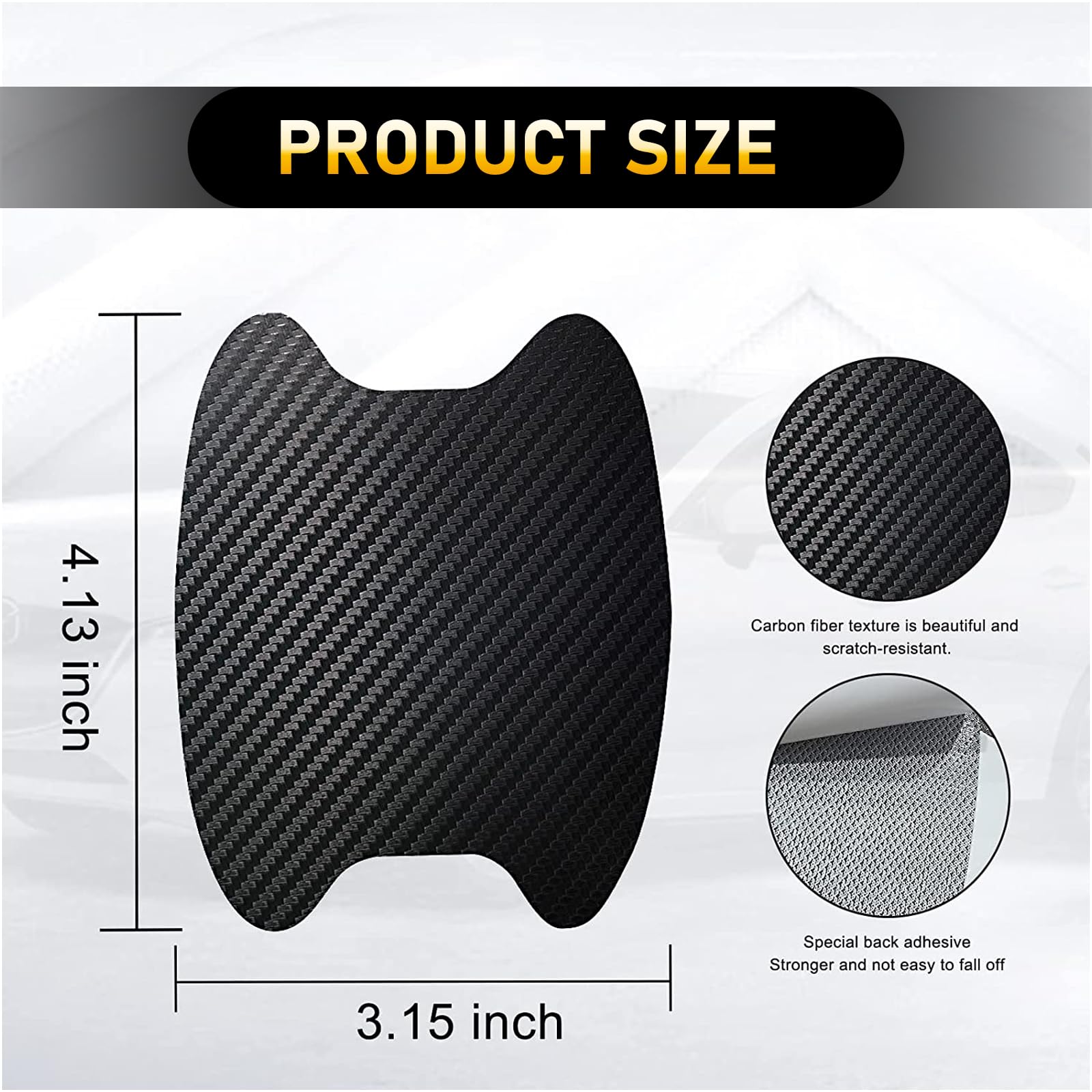 8-Piece Carbon Fiber Car Door Handle Scratch Protectors - Anti-Scratch Stickers & Protective Film for Door Handle Cups & Bowls (Black) - Perfect for SUVs, Sedans & Trucks to Prevent Scratches & Wear