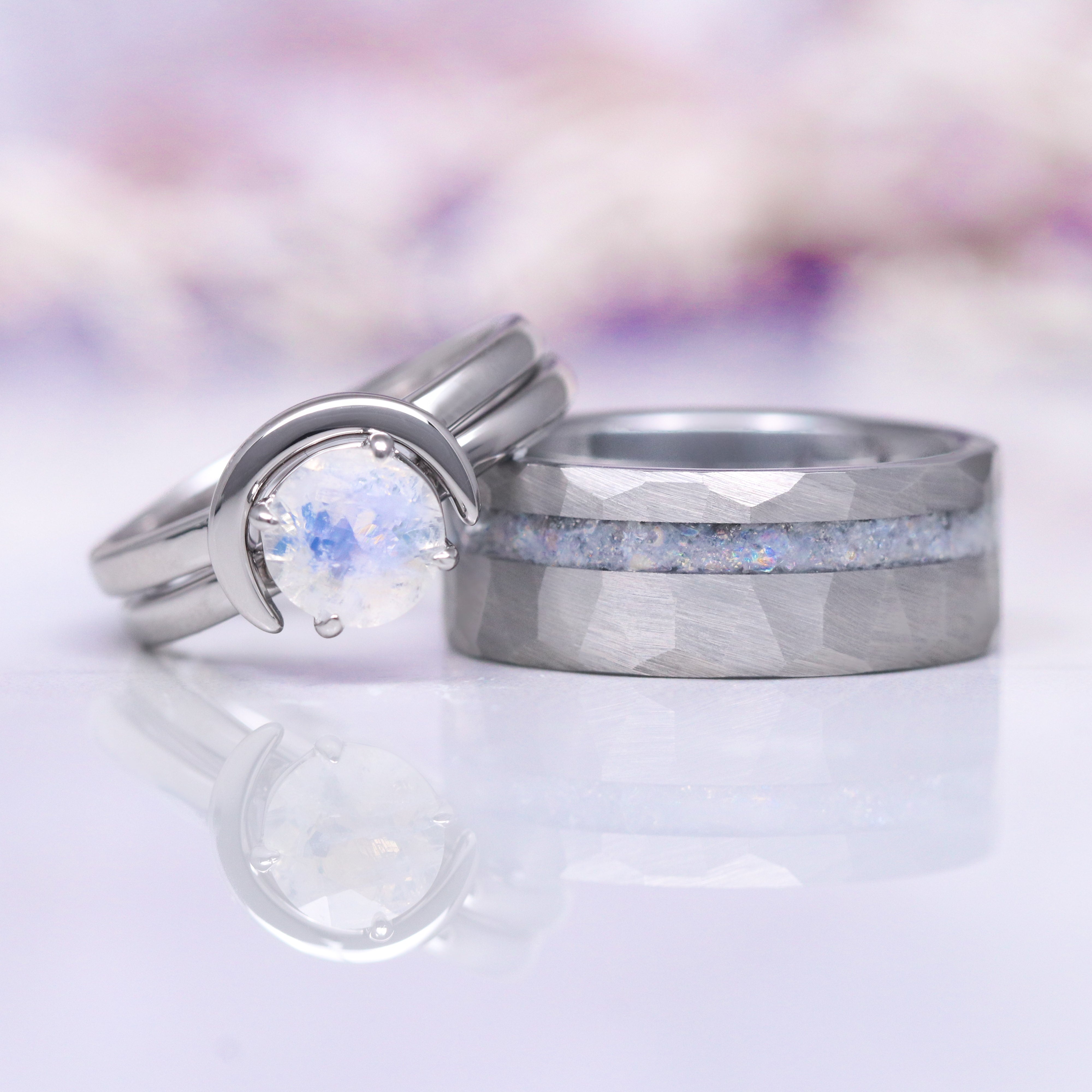 Crescent Moon Moonstone Ring Set in Sterling Silver – Elegant Boho Jewelry for Women, Perfect for Everyday Wear, Gift Giving & Special Occasions