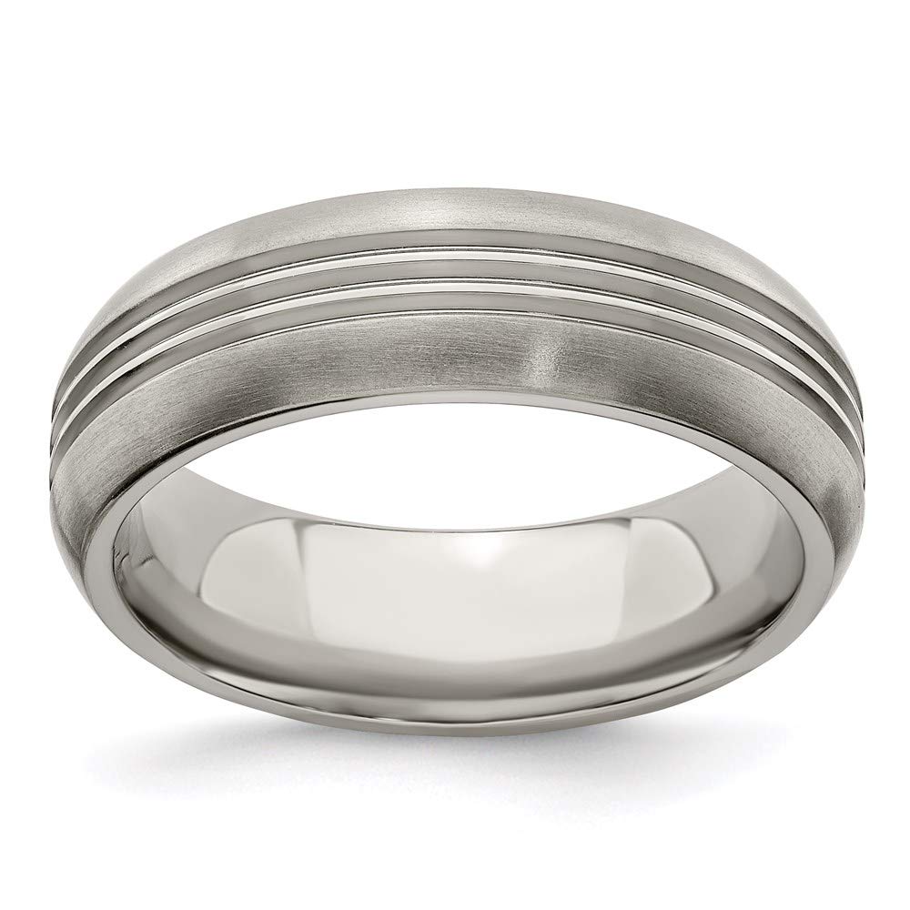 ICE CARATS Edward Mirell Titanium Triple Grooved 7mm Wedding Band Ring for Men - Size 6.5 - Durable & Lightweight Titanium Jewelry - Perfect Gift for Husband, Dad, Boyfriend - Ideal for Weddings, Anniversaries & Special Occasions