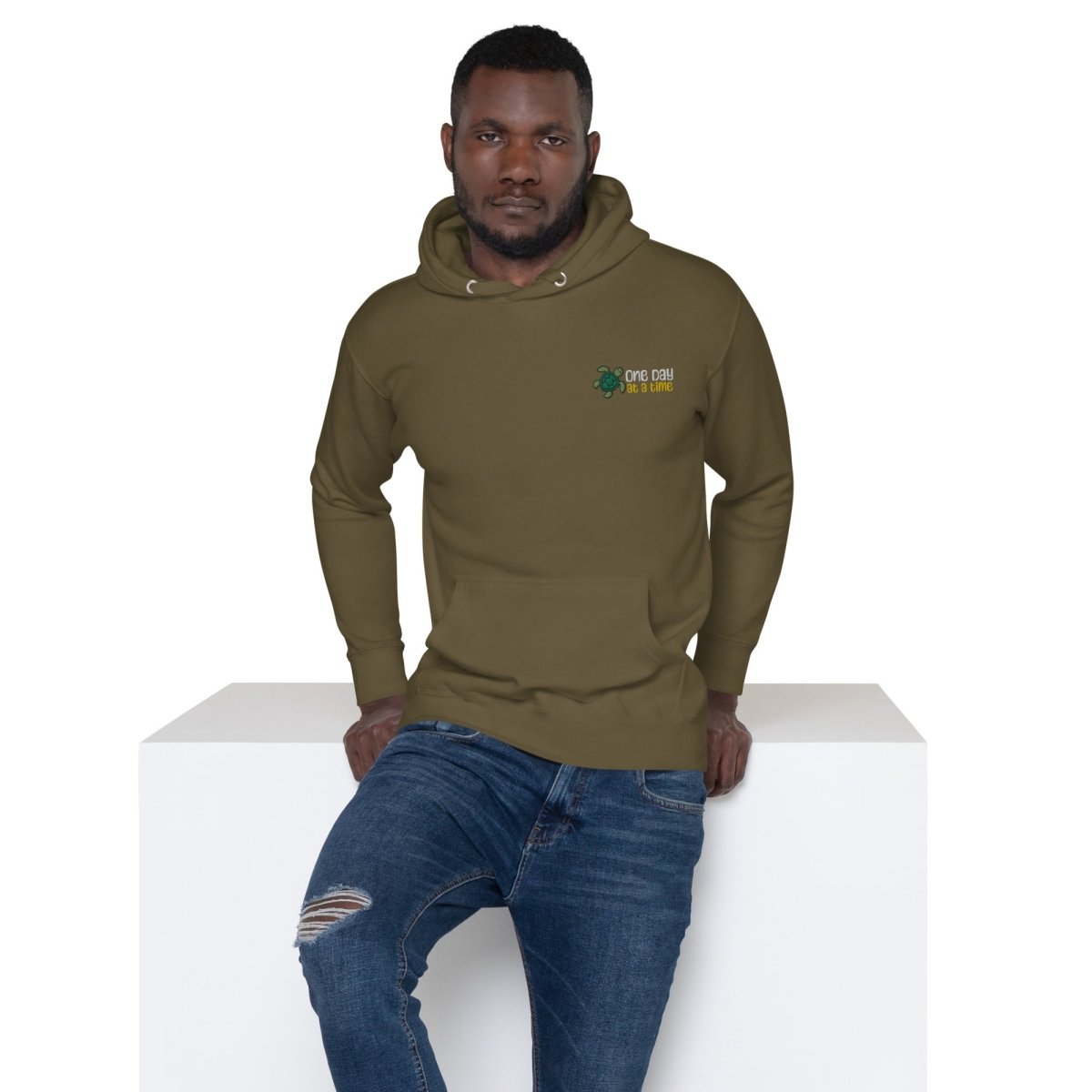 One Day at a Time Turtle Hoodie - Cute Animal Graphic Sweatshirt for Women & Men - Cozy Pullover for Casual Wear, Street Style & Relaxing at Home