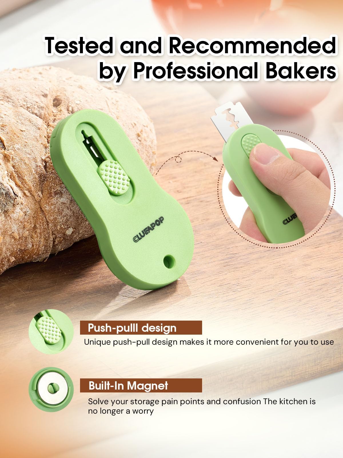 Premium Bread Lame - Stainless Steel Sourdough Scoring Tool with 5 Razor Blades | Extendable & Magnetic Dough Scorer for Professional Bread Baking | Perfect for Artisan Sourdough, Baguettes & Homemade Loaves | Essential Baking Supplies for Bakers & Bread Enthusiasts