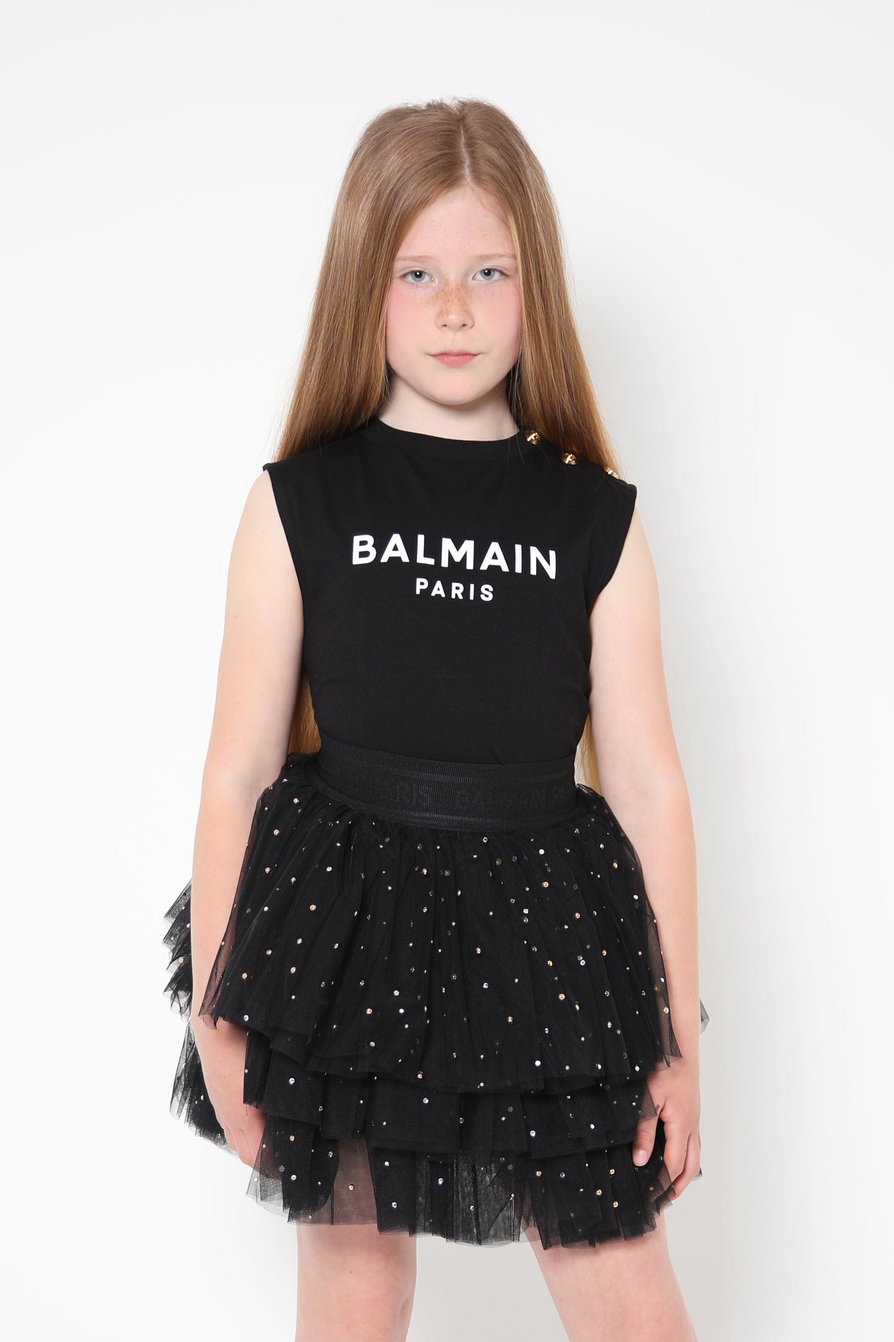 Balmain Girls Layered Tulle Skirt for Kids - Elegant Party Dress for Birthday, Wedding & Special Occasions