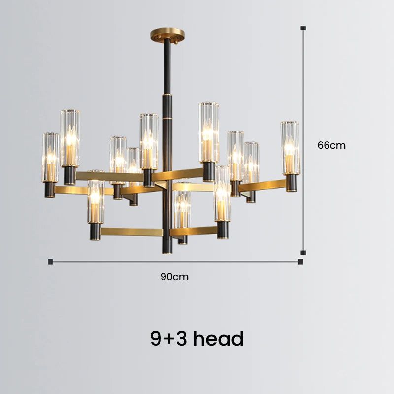 Elegant Copper Branch Crystal Chandelier - Modern Rustic Ceiling Light Fixture for Dining Room, Living Room & Bedroom Decor