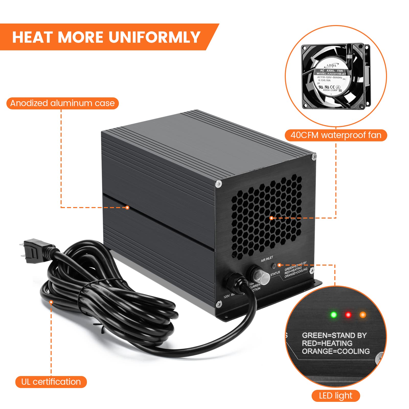 400W Boat Engine Compartment Heater with PTC Technology - Anti-Freeze Bilge Heater for Boats Up to 350 Cubic Feet | Prevent Freezing in Marine Engines & Cabin Pumps | Ideal for Winter Boating & Yacht Maintenance