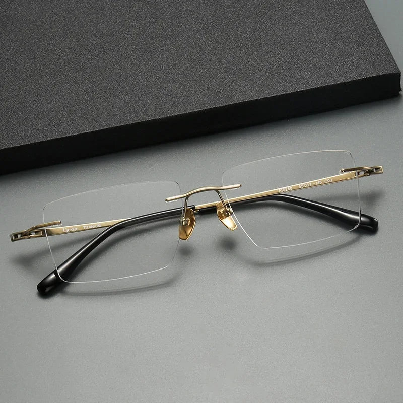Aror Unisex Rimless Square Polygon Titanium Eyeglasses 10160 - Lightweight Durable Frame for Reading, Work & Fashion - Trendy Modern Glasses for Men & Women