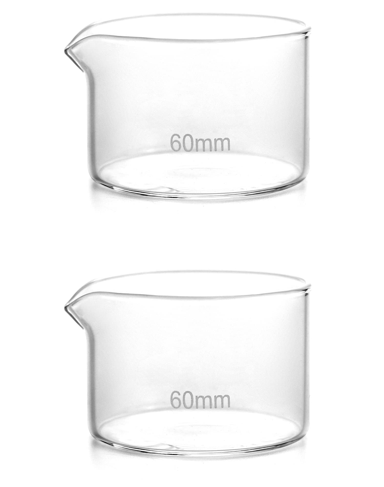 QWORK 50ml Crystallizing Dishes, 2 Pack Borosilicate 3.3 Glass Lab Dishes with Flat Bottom, Spout & Heavy Rim - Ideal for Chemistry Experiments, Science Classrooms, Home Labs, DIY Crafts & Kitchen Use