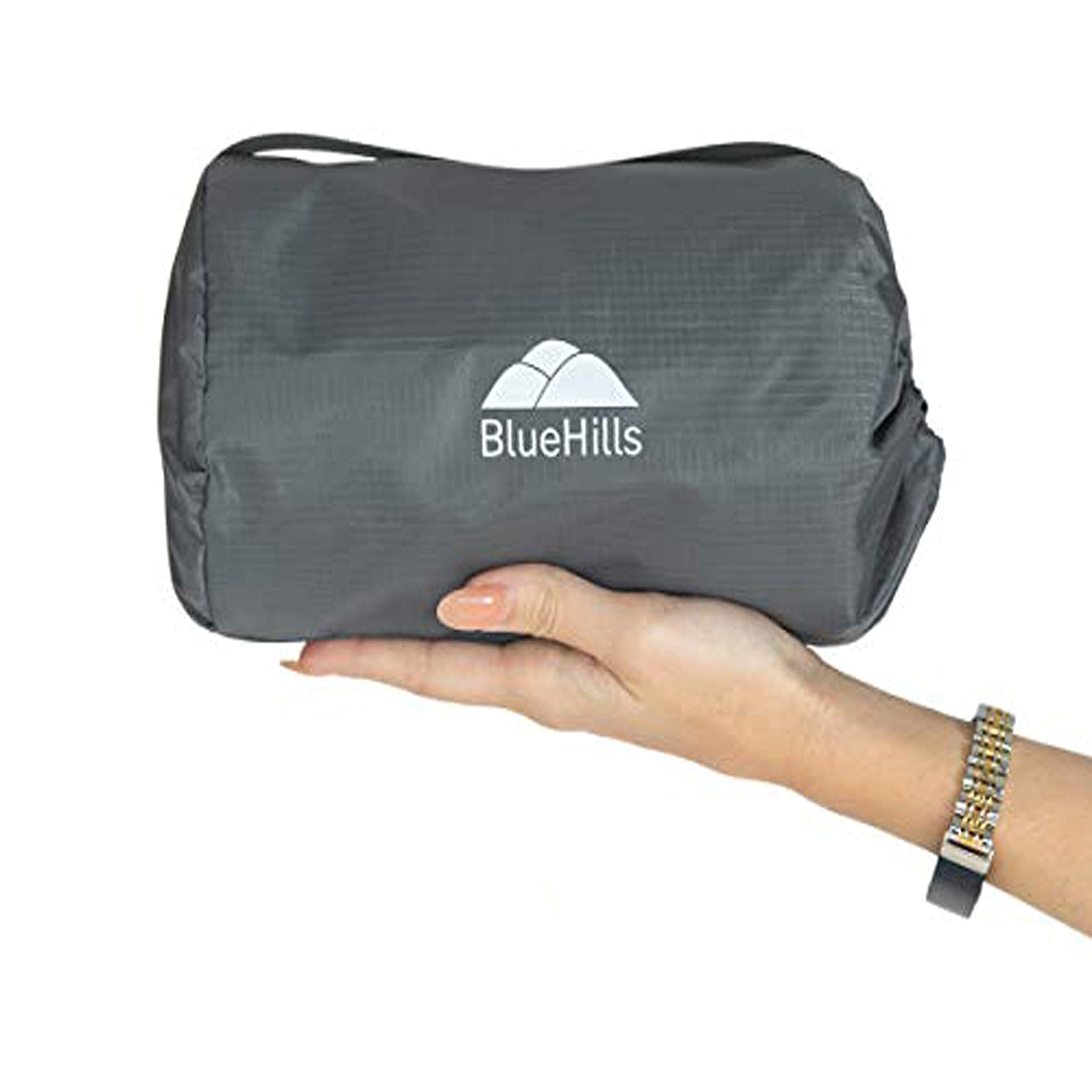 Premium Soft Travel Blanket & Pillow Set of 2 - Ultra Compact Airplane Blanket with Carrying Case & Strap | Cozy Flight Accessories for Air Travel, Road Trips & Camping | Gray Grey