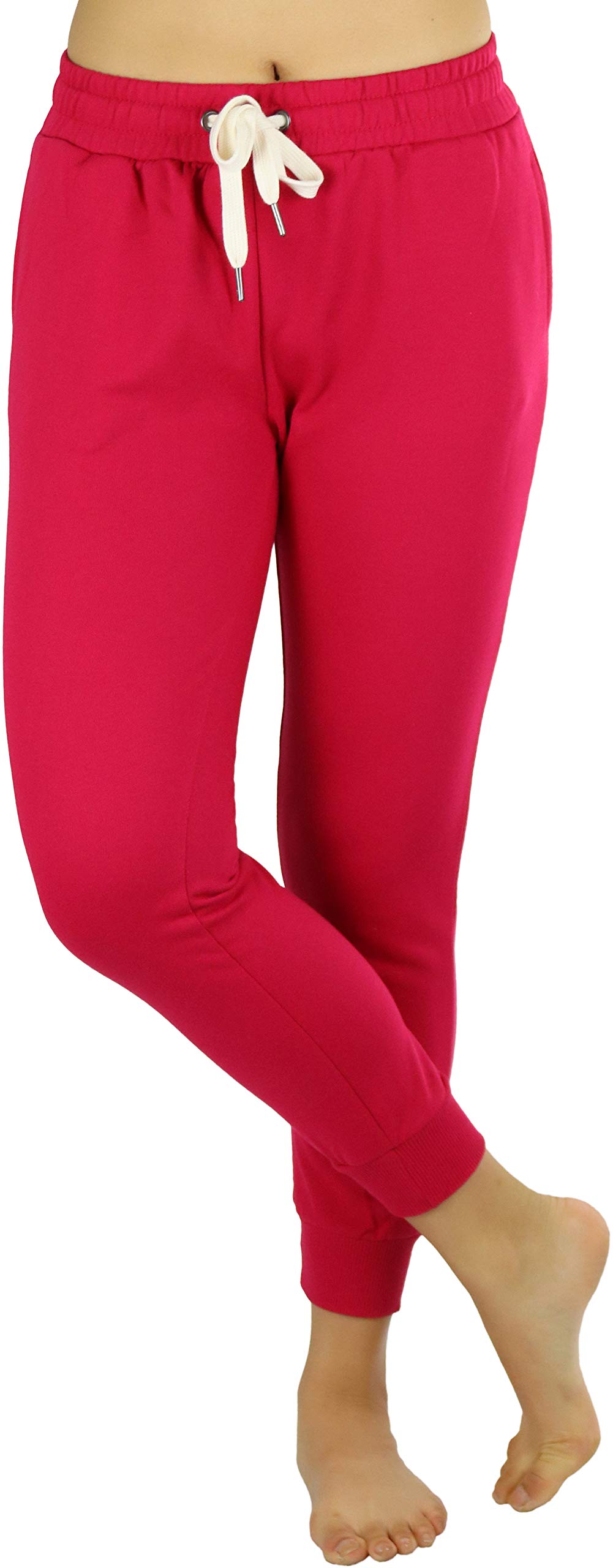 ToBeInStyle Women's French Terry Capri Jogger Pants with Drawstring Waistband - Comfortable Lounge & Workout Pants for Yoga, Running, and Casual Wear