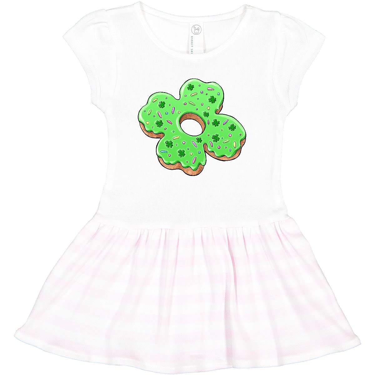 Inktastic St. Patrick's Day 4 Leaf Clover Donut with Sprinkles Toddler Dress - Cute Irish Outfit for Baby Girls & Toddlers - Perfect for St. Paddy's Day Parties, Parades & Family Photos