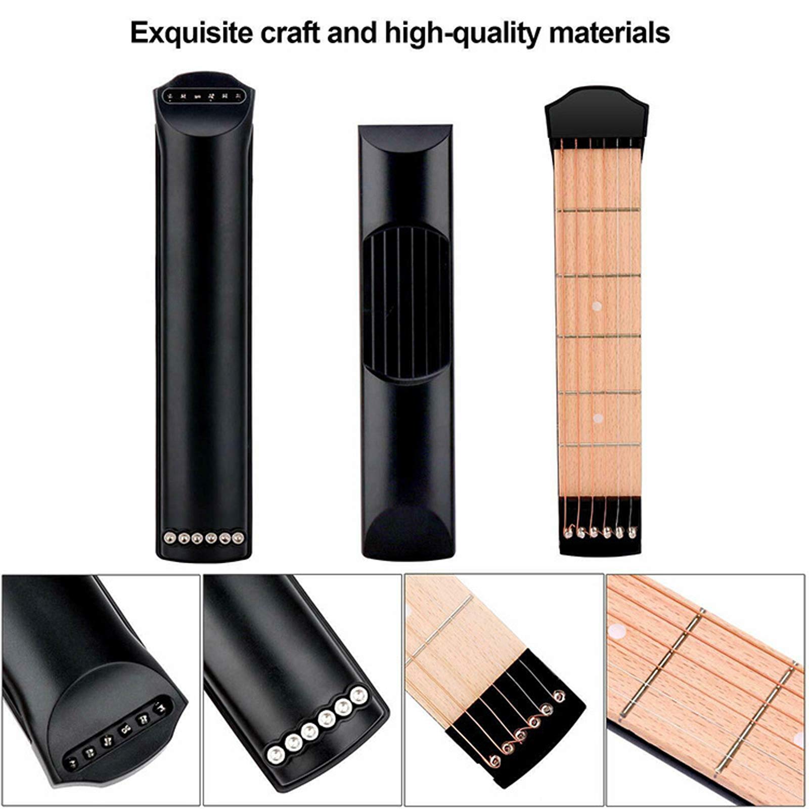 Portable Wooden Pocket Guitar - Beginner Chord Trainer & Fingering Practice Tool - Compact Travel Guitar for On-the-Go Musicians - Perfect for Home Practice, Travel & Outdoor Jam Sessions