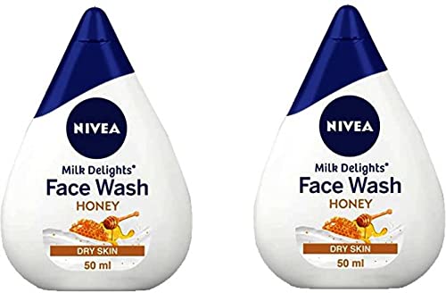 NIVEA Milk Delight Moisturizing Honey Face Wash for Dry Skin - 2 Pack (100 ml Each) | Gentle Cleansing & Hydration for Soft, Smooth Skin | Perfect for Daily Skincare Routine & Travel