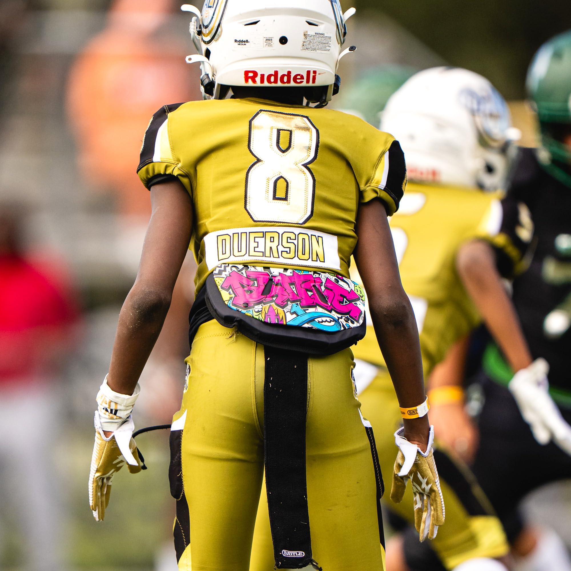 Battle Sports Novelty Football Back Plate - Lower Back Protector with Hard Shell & Contoured Foam for Youth, Kids & Adults - Perfect for Football Training, Games & Safety Protection